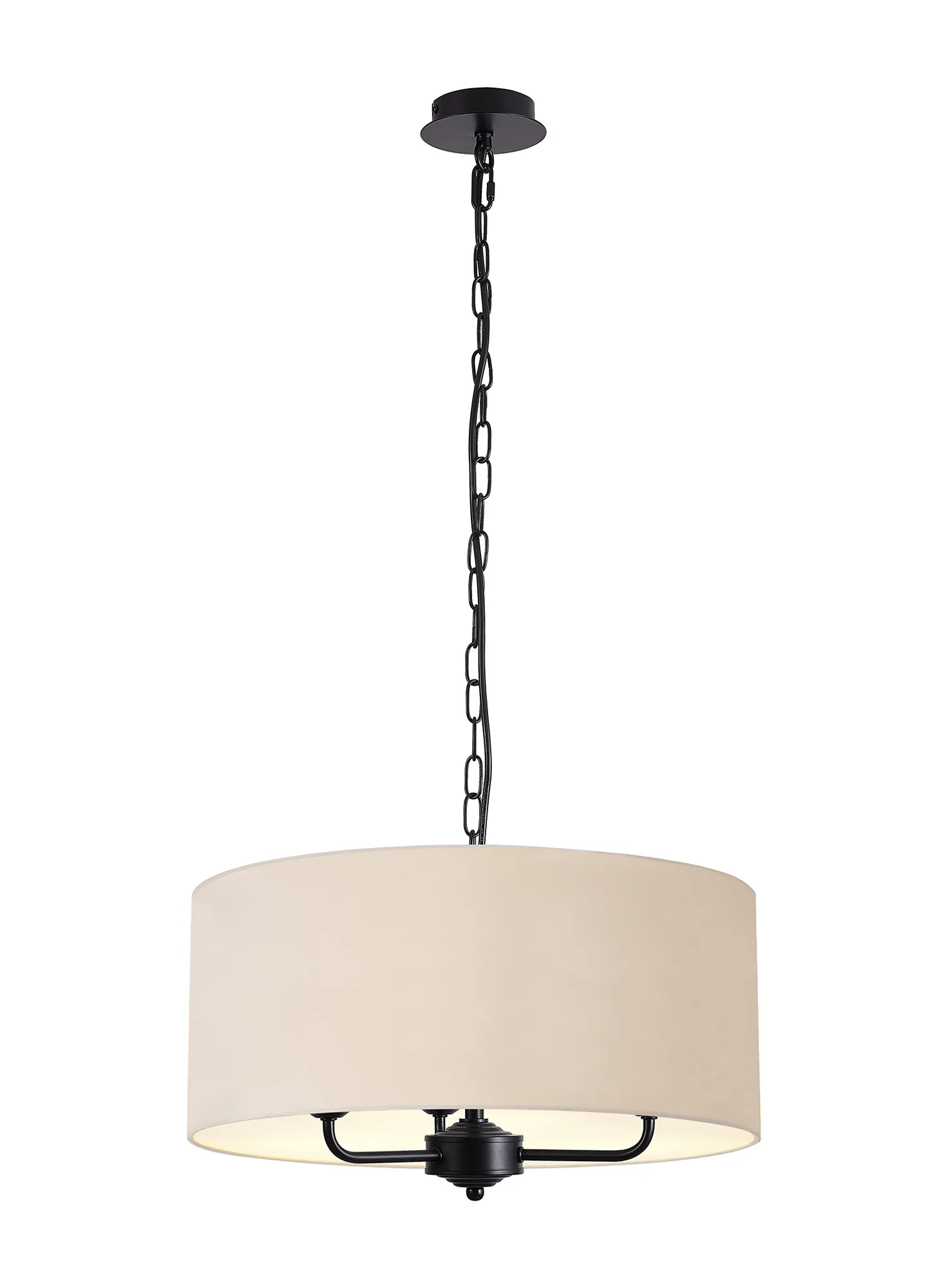 DK1038  Banyan 50cm 3 Light Pendant Matt Black, Nude Beige/Moonlight